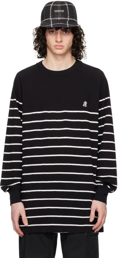 The Shepherd Undercover Black Striped Long Sleeve T-shirt In Blk Border