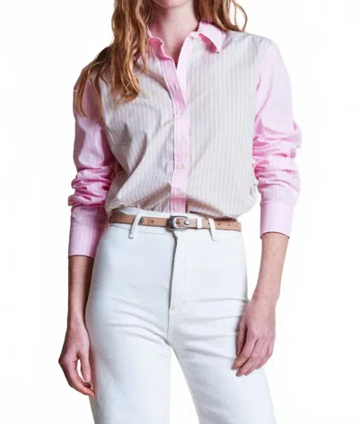 The Shirt Boyfriend Stripe Top In Tan/pnk In Pink