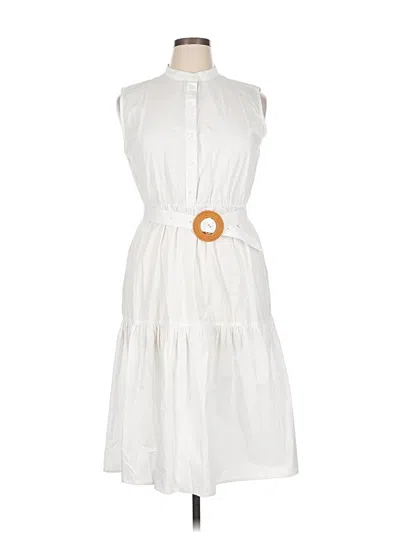 Pre-owned The Shirt By Rochelle Behrens Casual Dress In White