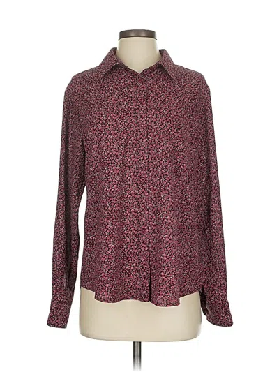 Pre-owned The Shirt By Rochelle Behrens Long Sleeve Blouse In Burgundy