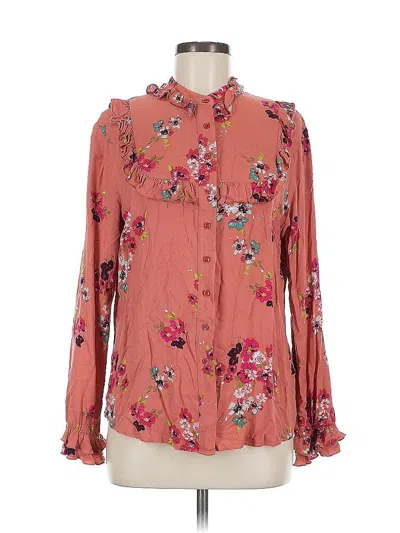 Pre-owned The Shirt By Rochelle Behrens Long Sleeve Blouse In Pink