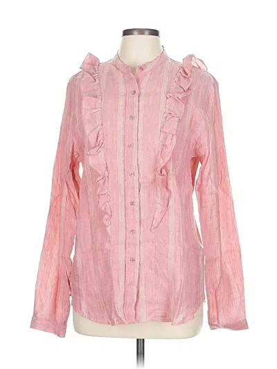 Pre-owned The Shirt By Rochelle Behrens Long Sleeve Blouse In Pink