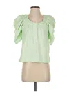 The Shirt By Rochelle Behrens Short Sleeve Blouse In Green