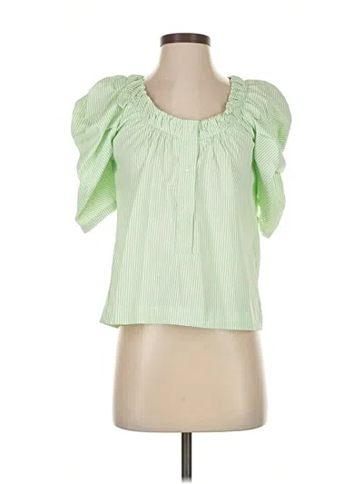 The Shirt By Rochelle Behrens Short Sleeve Blouse In Green