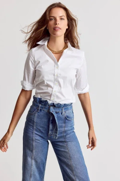 The Shirt By Rochelle Behrens The 3/4 Sleeve Icon Shirt In White