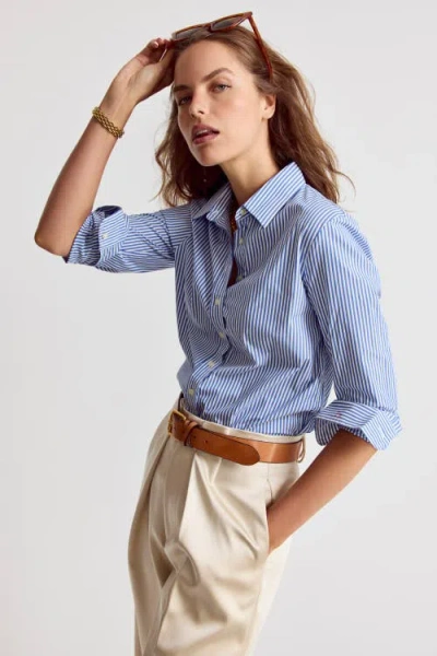 The Shirt By Rochelle Behrens The Boyfriend Shirt In Blue