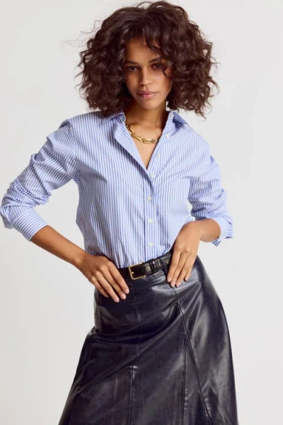 The Shirt By Rochelle Behrens The Icon Shirt In Blue/white Stripe2