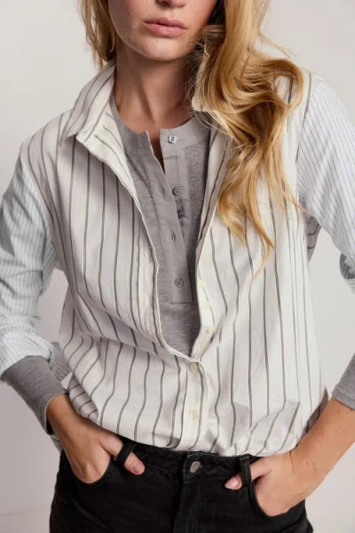 The Shirt By Rochelle Behrens The Long Sleeve  Brett Shirt In Gray