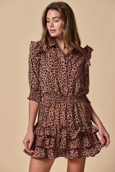The Shirt By Rochelle Behrens The Ruffled Tiered Minidress In Animal Print