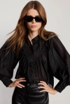The Shirt By Rochelle Behrens The Shiv Ruffled Shirt In Black