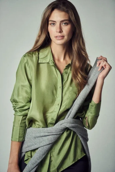 The Shirt By Rochelle Behrens The Silk Shirt In Green