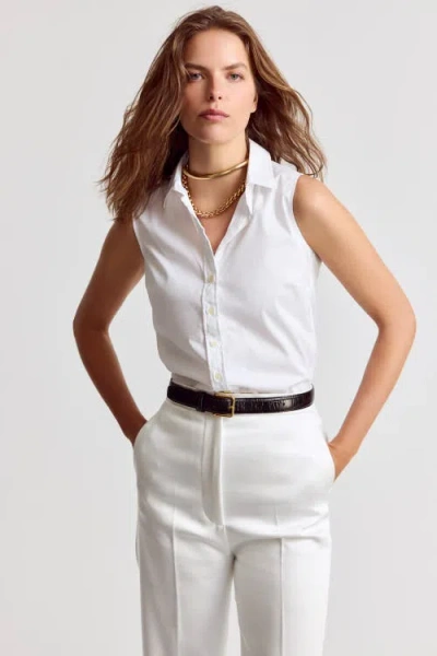 The Shirt By Rochelle Behrens The Sleeveless Shirt In White