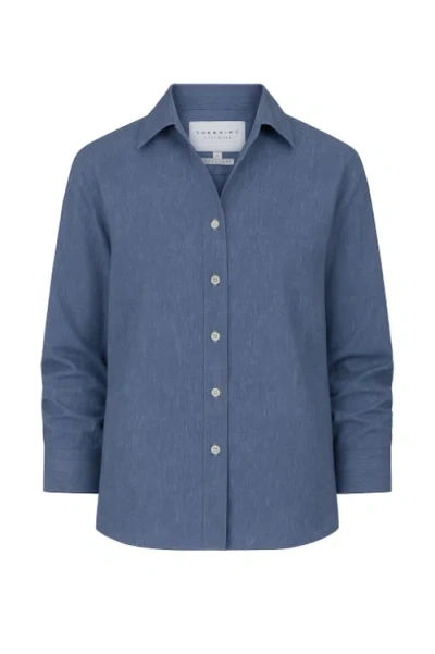 The Shirt By Rochelle Behrens The Washed Linen Shirt In Blue
