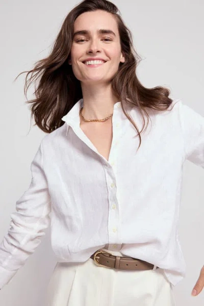 The Shirt By Rochelle Behrens The Washed Linen Shirt In White