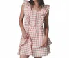 The Shirt Stella Mini Dress In Red Windowpane In Pink