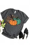 The Shirt Company Women's Fall Pumpkin With Leaves Shirt In Grey In Gray
