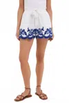 The Shirt Hannah Elastic Waist Short In Navy Detail In White