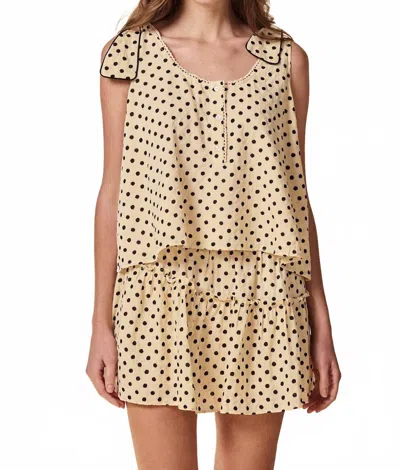 The Shirt Jess Shirt In Cream Polka Dot In Yellow