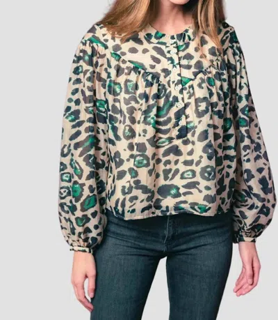 The Shirt Logan Long Sleeve Shirt In Green Leopard In Multi