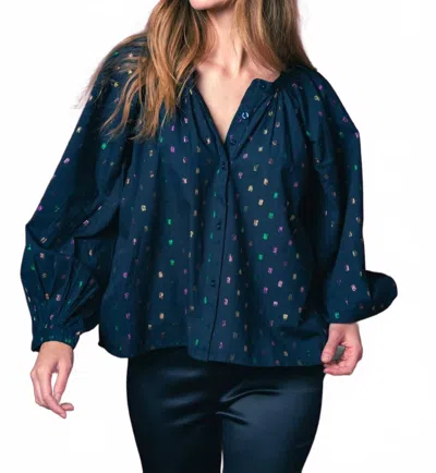 The Shirt Lurex Minka Shirt In Navy In Blue