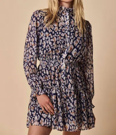 The Shirt Maxwell Mini Dress In Navy Leopard In Blue