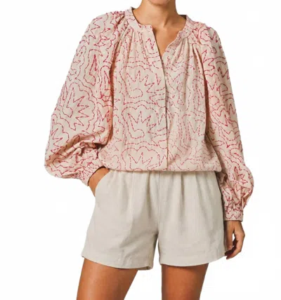 The Shirt Minka Long Sleeve Shirt In Hot Pink Stitch In Black