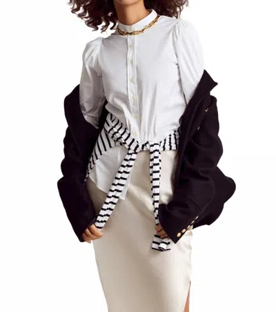 The Shirt Puff Shoulder Button Down Shirt In Wht In White