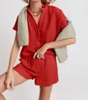 The Shirt Short Sleeve Loose Back Shirt Gauze In Ruby