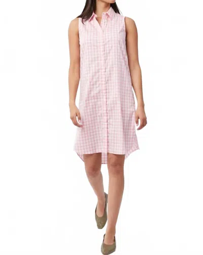 The Shirt Sleeveless Shirt Dress In Pink/white