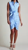 THE SHIRT SLEEVELESS WRAP FRONT DRESS IN BLUE DAWN