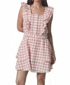 The Shirt Stella Mini Dress In Red Windowpane In Pink