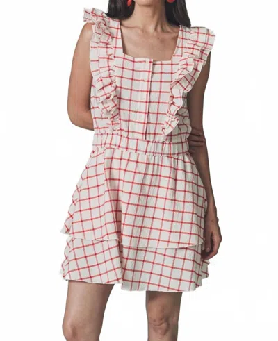 The Shirt Stella Mini Dress In Red Windowpane In Pink