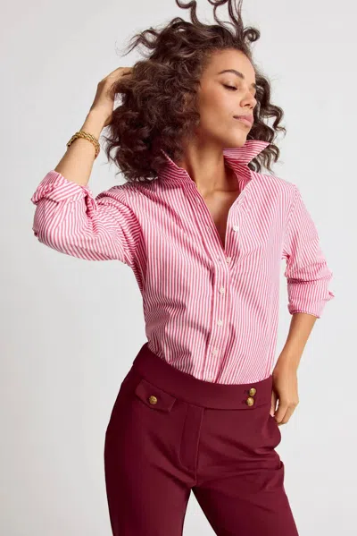 The Shirt Stripe Icon Shirt In Red/white In Pink