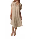 The Shirt Stripe Midi Dress In Tan In Pink