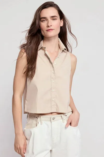 The Shirt The Boxy Cropped Sleeveless Shirt In Taupe In Gray