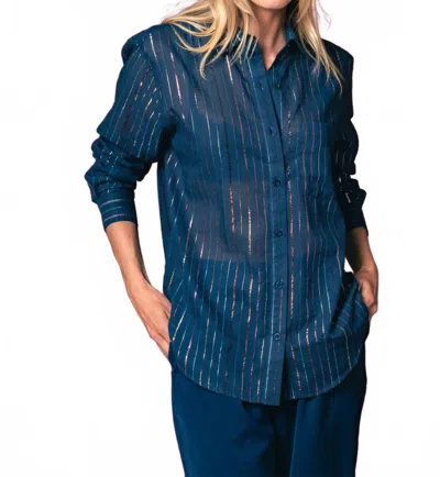 The Shirt The Boyfriend Lurex Shirt In Navy Lurex In Blue