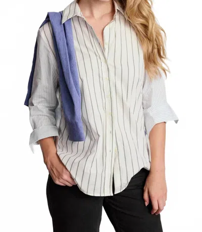 The Shirt The Boyfriend Shirt In Cream/olive Stripe In Animal Print