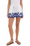 The Shirt Hannah Elastic Waist Short In Navy Detail In White