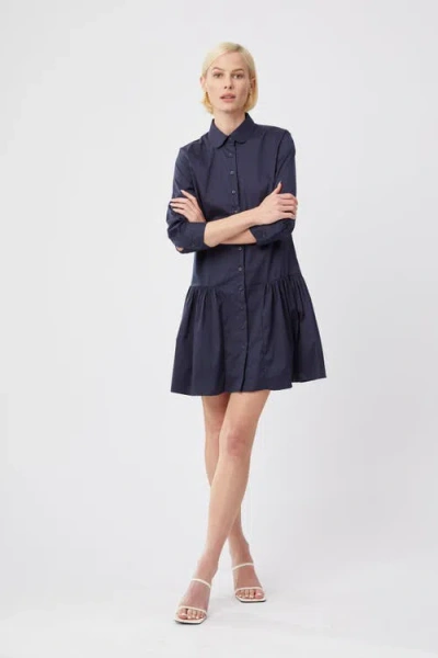 The Shirt The Long Sleeve Drop Waist Shirt Dress In Blue