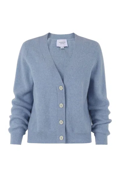 The Shirt Women's Cashmere V-neck Sweater In Heather Blue