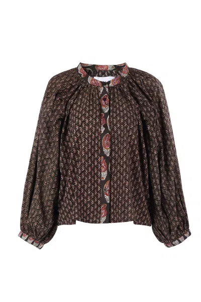 The Shirt Women's Minka Shirt In Brown Block Print In Multi