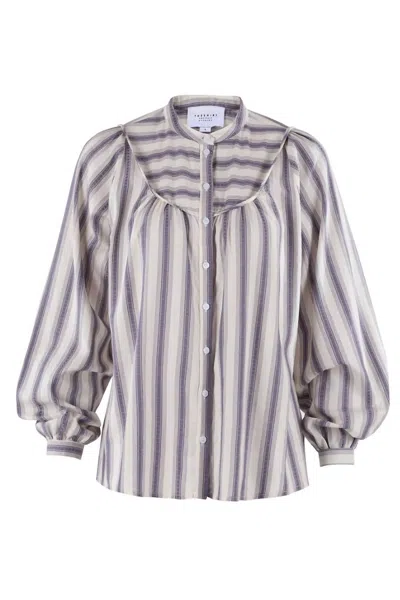 The Shirt Women's Pierre Shirt In Lavender Stripe In Gray