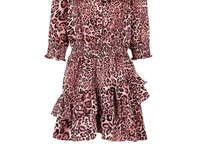 THE SHIRT WOMEN'S RUFFLE TIERED DRESS IN PINK LEOPARD