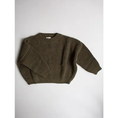The Simple Folk Kids'  The Chunky Sweater In Olive