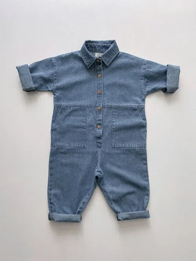The Simple Folk Kids'  The Denim Boiler Suit In Light Denim