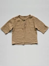 The Simple Folk Unisex Muslin Henley - Little Kid, Big Kid In Camel