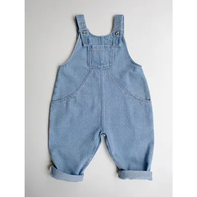 The Simple Folk Kid's The Oversized Denim Dungaree Overalls In Mid Denim