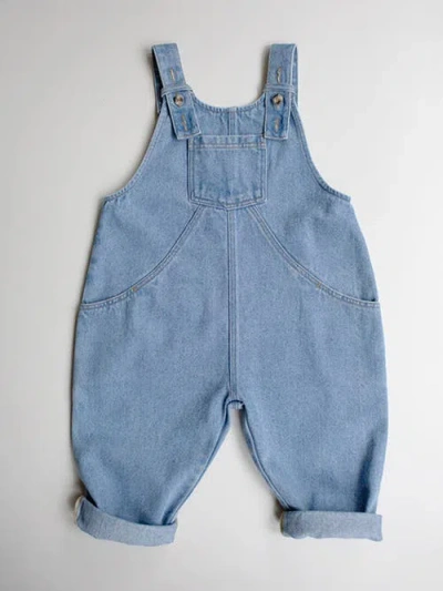 The Simple Folk Kids'  The Oversized Denim Dungaree In Mid Denim