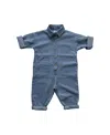 The Simple Folk Toddler Boy And Toddler Girl Cotton Denim Boiler Suit In Light Denim
