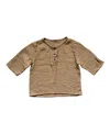 The Simple Folk Unisex Muslin Henley - Baby In Camel